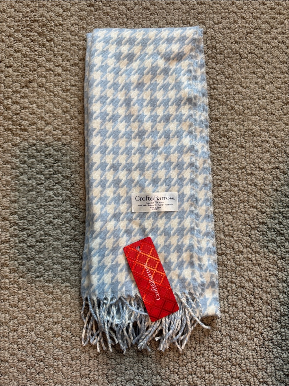 croft & barrow Light Blue and White Houndstooth Throw